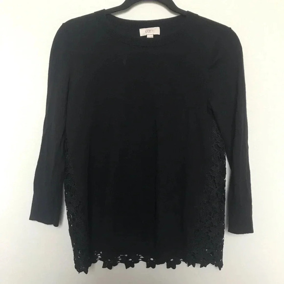 Loft Black Lace Back Sweater - Picture 1 of 4